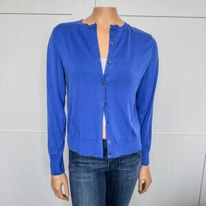 Banana Republic, Premium Luxe Stretch Cotton Royal Blue Button Front Cardigan, M